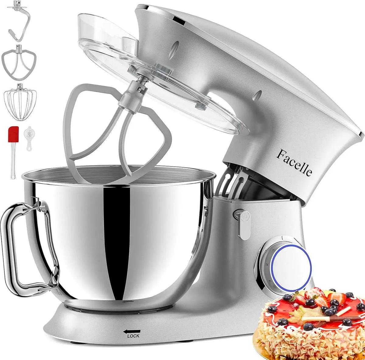 Blender, 8.5 L, 2000 W, Robot, pâtisserie, Facelle Cuisine Multifonctions Puissant, 6 Vitesses