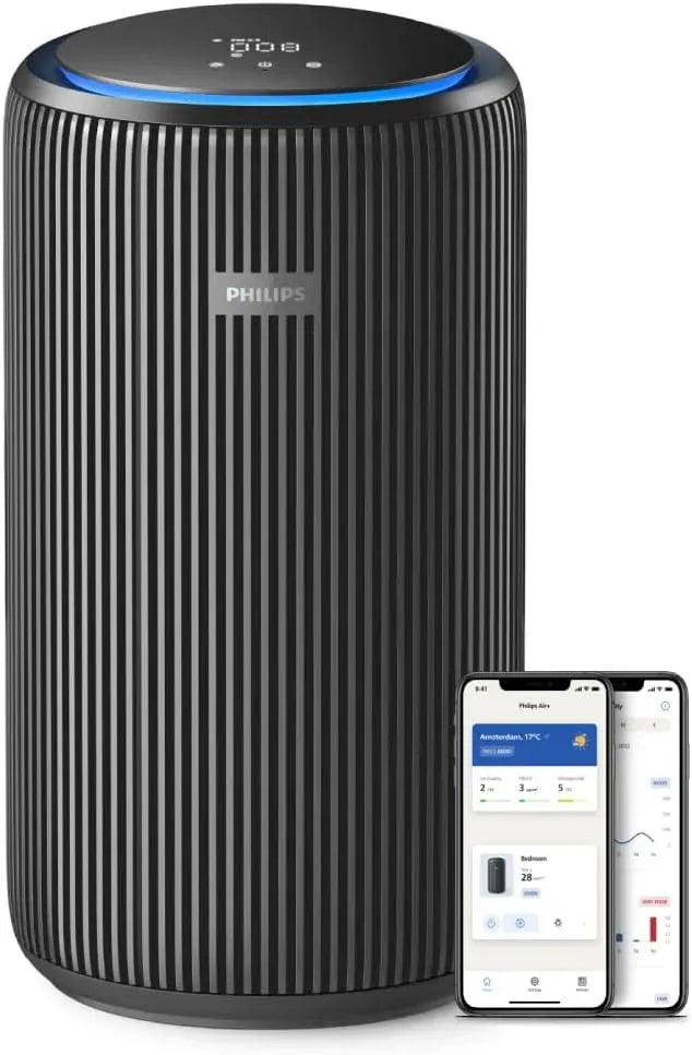 Philips CADR 600 AC4221/11 Purificateur d'air, 600 m³/h, 15 dB, dalle IPS, noir, Filtre HEPA NanoProtect double filtre à charbon actif, App Air+