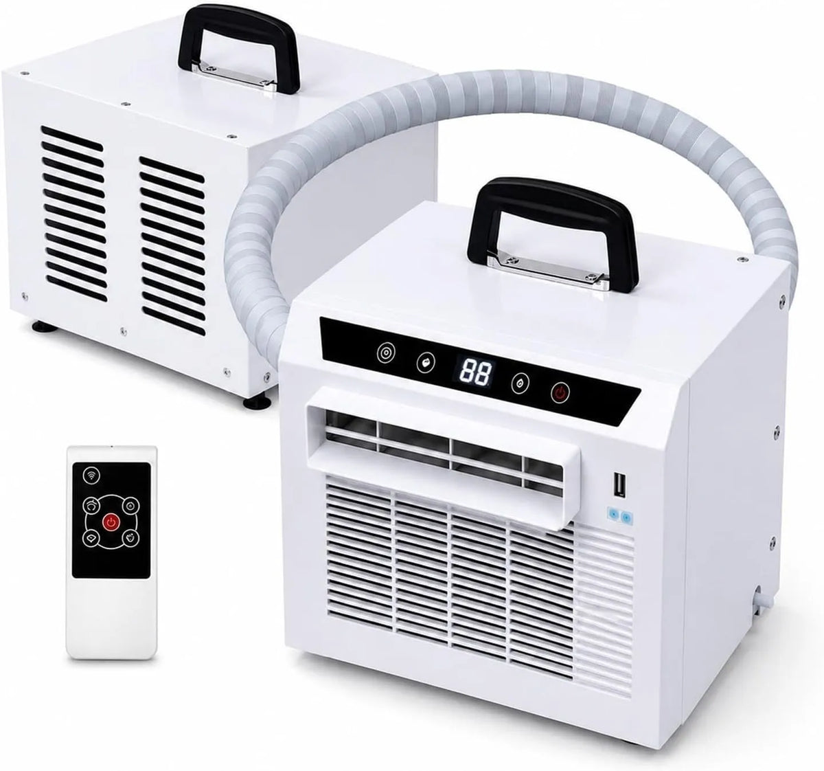 Climatiseur 24H 1.5m, extérieur, minuteur, 1.5m hose, Télécommande, Climatiseur Split Mobile, Ventilateur Déshumidificateur, Mode Sommeil, pour Tente