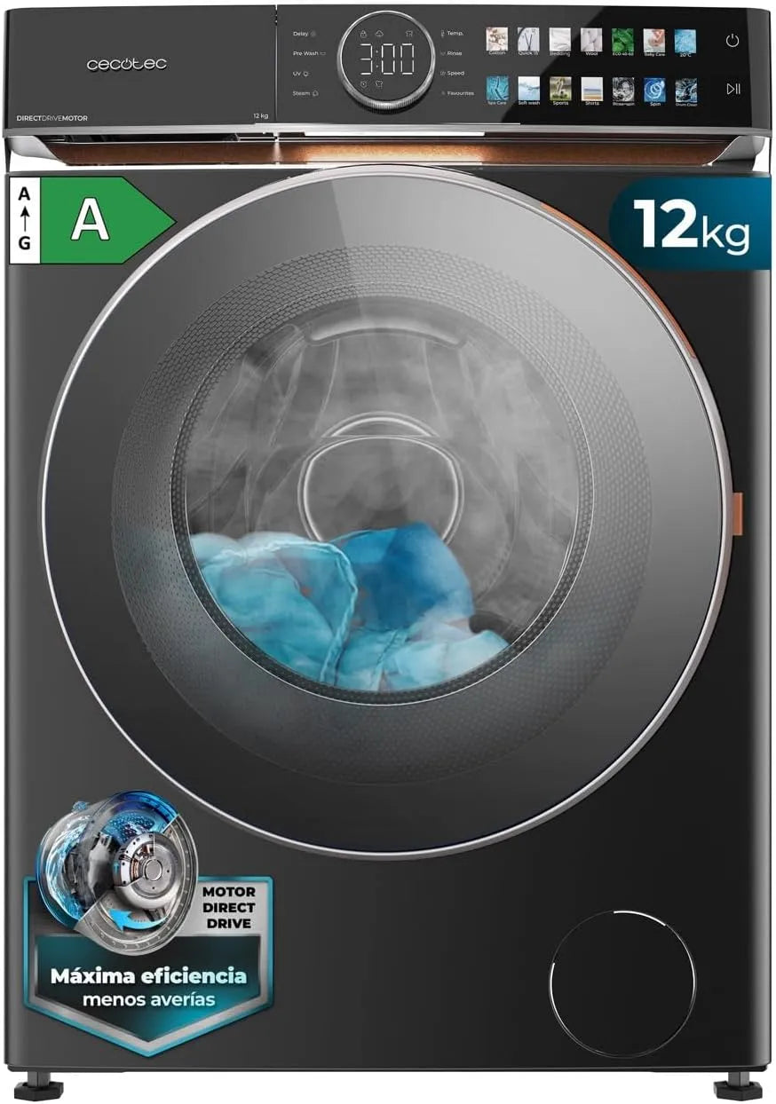 Cecotec Bolero DressCode 12980 1400RPM Lave-linge, 12 kg, vapeur, Porte xxL, Cecotec Lave-linge 12Kg Frontal Bolero DressCode 12980 Direct Drive Steel