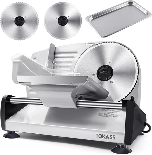 0-15mm Moteur, trancheuse alimentaire, 19cm, 200 W, 19 cm, 15 mm, silencieux, amovible, acier inoxydable, pour Jambon Viande Pain Fromage Légumes