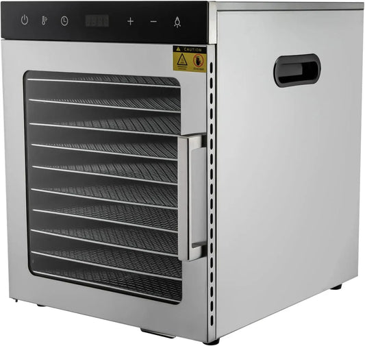 déshydrateur alimentaire pour, Déshydrateur en acier inoxydable avec 10 grilles en acier inoxydable, 800 W avec panneau de commande LED, réglage de la