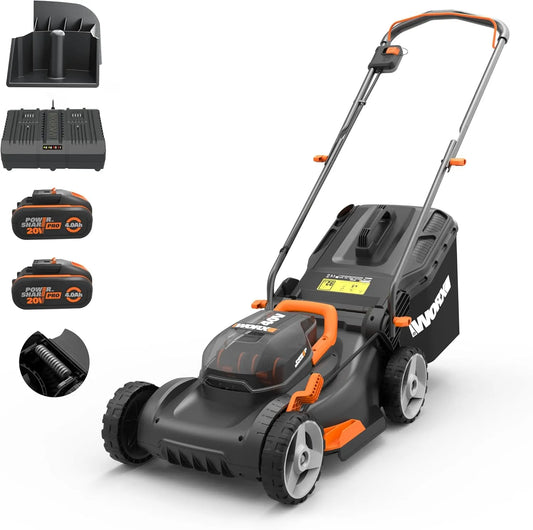 WG734E Max 40cm jusqu'à 500m², Tondeuse à Gazon sans Fil 40V, 2 x 20V